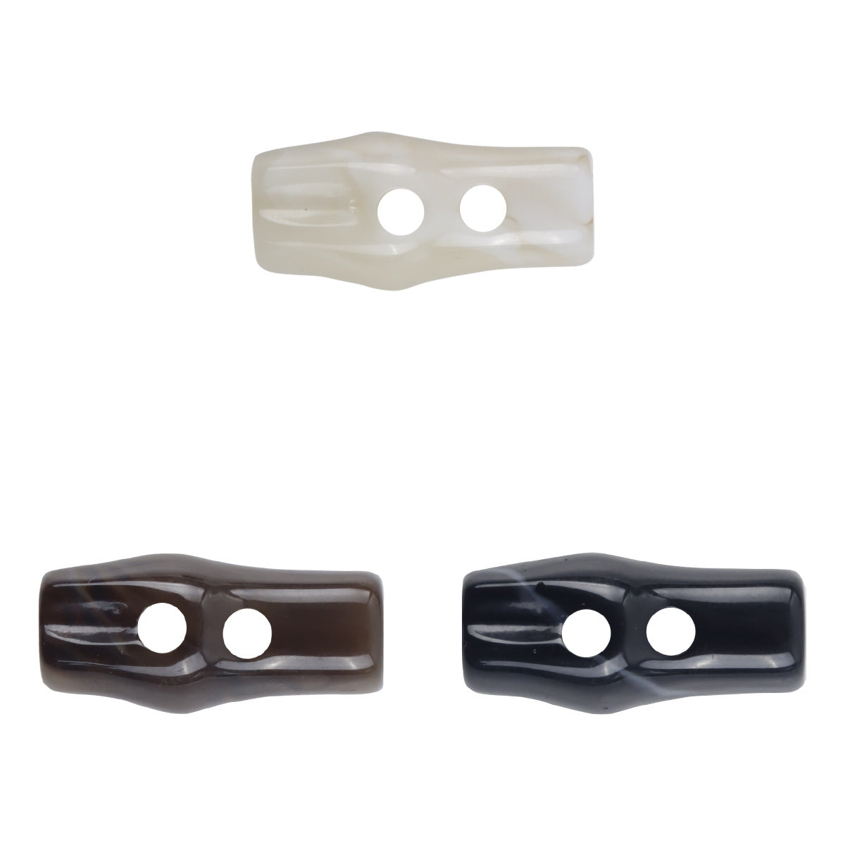 Bamboo knot imitation two-hole resin button, white rectangular style
