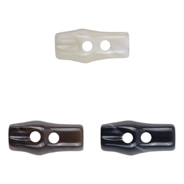 Bamboo knot imitation two-hole resin button, white rectangular style