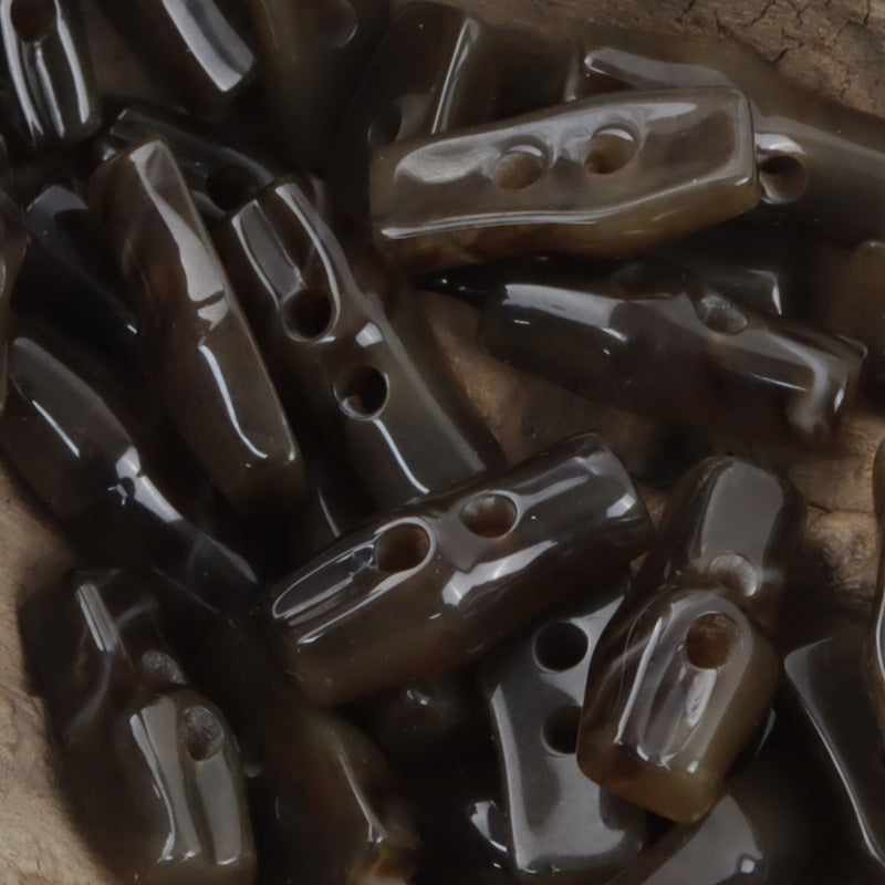 Bamboo knot imitation two-hole resin buttons, dark brown mix (10pcs)
