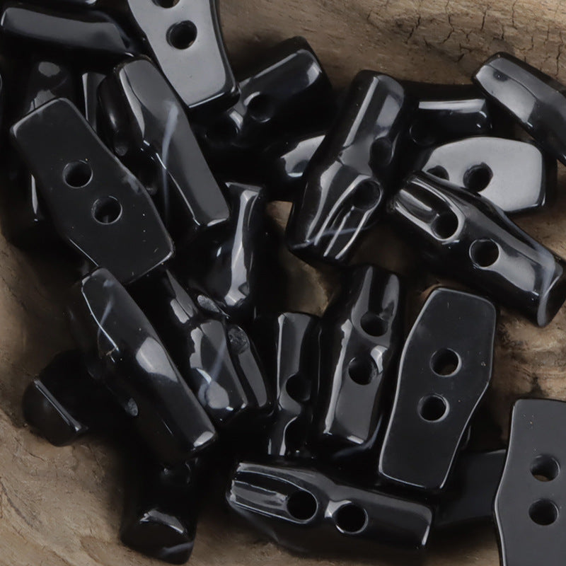 Bamboo knot imitation two-hole resin buttons, black mix (10pcs)