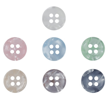 Round 11.5mm imitation shell resin buttons, 4-hole, mixed candy colors set