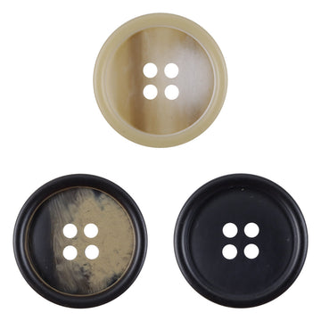 Round resin coat cuff button, light khaki with four-hole design
