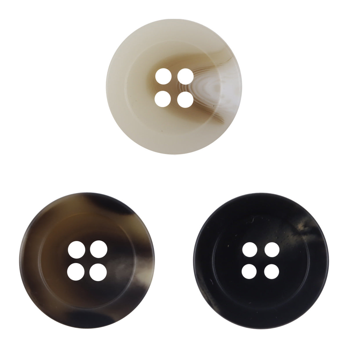 Round 4-hole resin buttons, beige, coffee & black set (20 pcs)