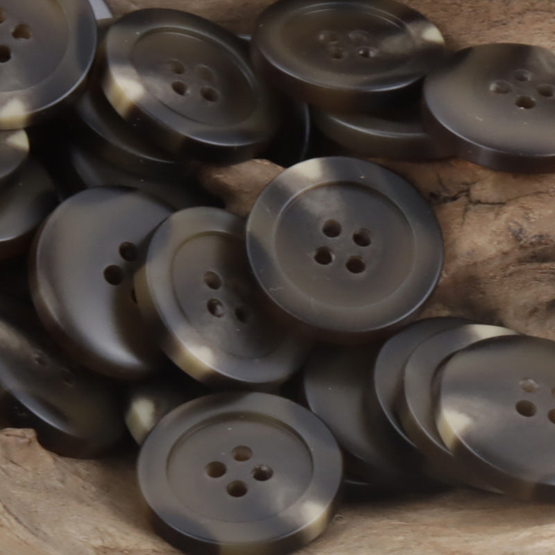 Matte dark round 4-hole imitation horn resin buttons, mixed shades