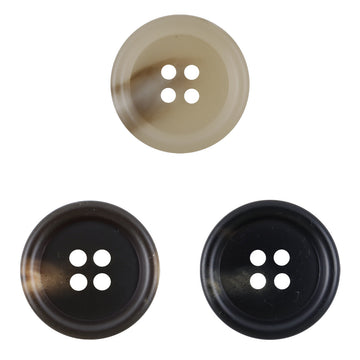 Runde 4-Loch Harzknöpfe, Khaki, glänzende Oberfläche