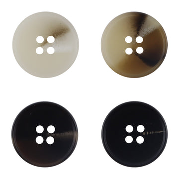 Round 4-hole resin buttons (beige, khaki, brown, black) set of 4 shown