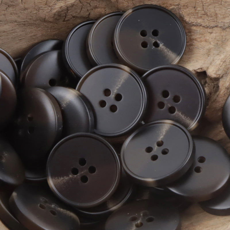 Dark gray round resin buttons, four-hole design, multiple buttons