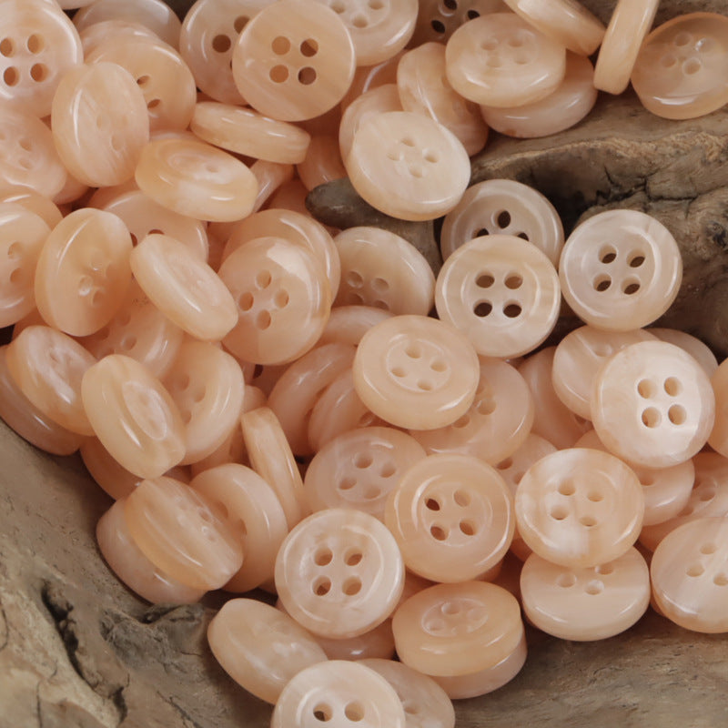 11.5mm resin buttons, 4-hole in peach/cream tones, assorted pile