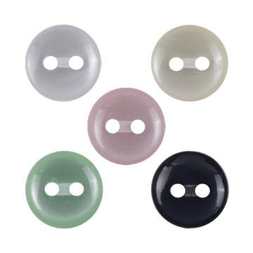 Lotsofbuttons 11.5mm resin buttons: white/yellow/green/pink/black, 2-hole
