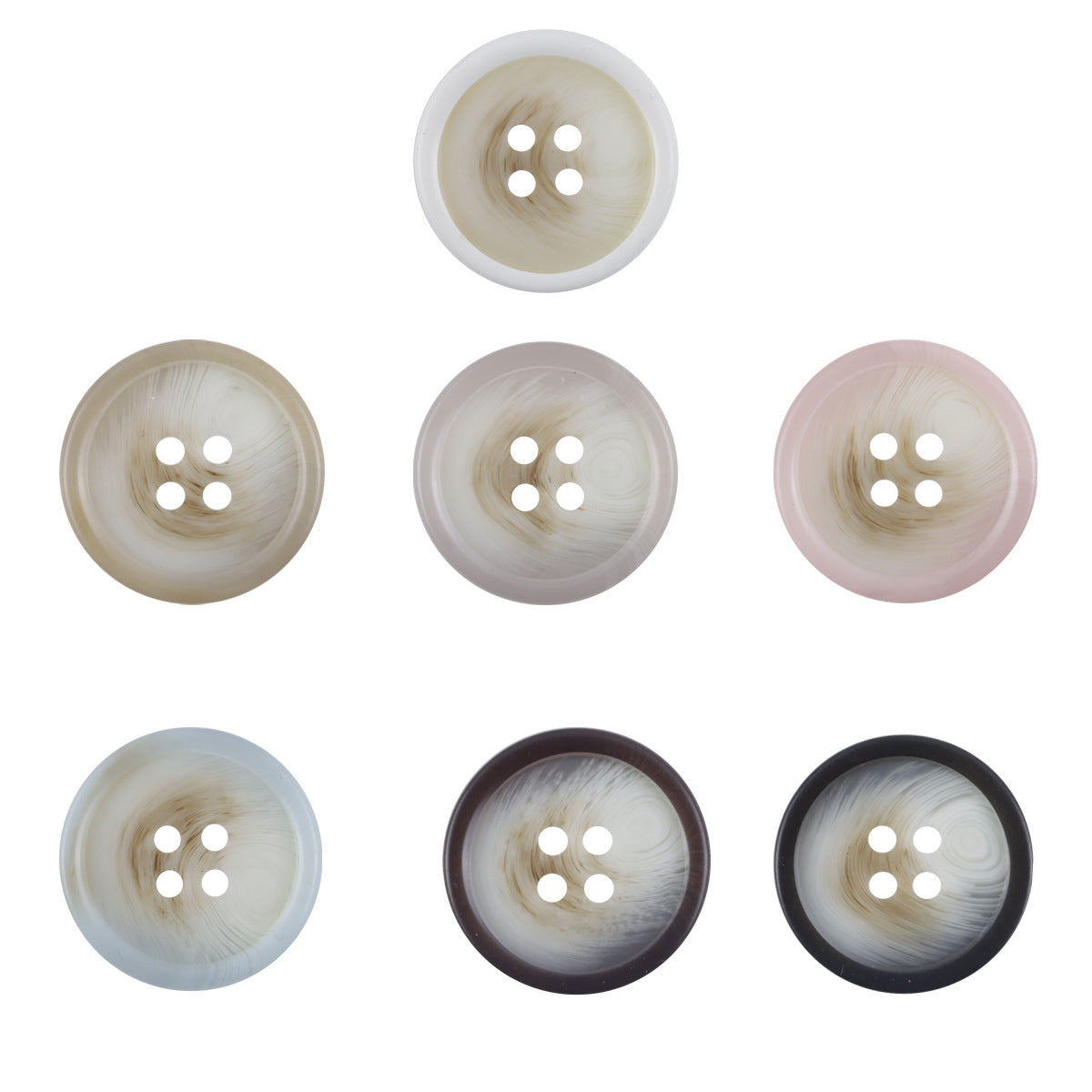 Colorful round resin buttons, 4-hole style—mixed pastel and dark colors set of 20