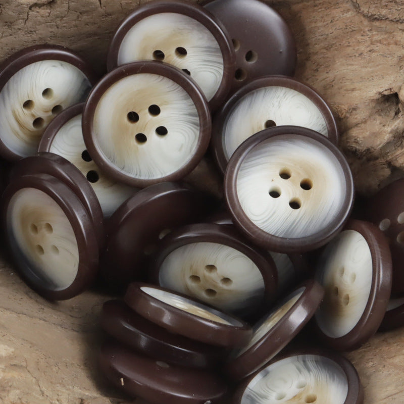 Round dark purple resin buttons with 4 holes, assorted set for kids’ shirts