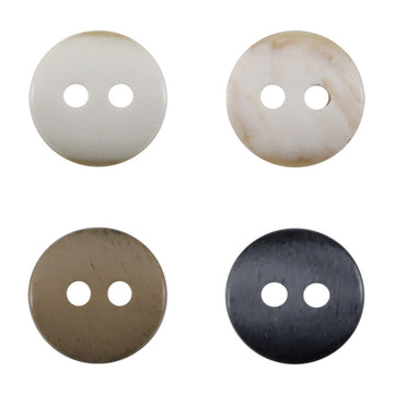 2-hole resin shirt buttons, beige to beige-pink tones on round faces