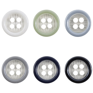 11.5mm transparent resin 4-hole buttons, multiple colors: white, green, blue, gray, navy, black