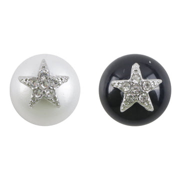 Starfish rhinestone buttons, white & black resin, 11.5mm, set of 10