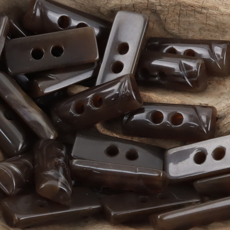 Coffee and black semi-cylindrical 2-hole toggle resin buttons