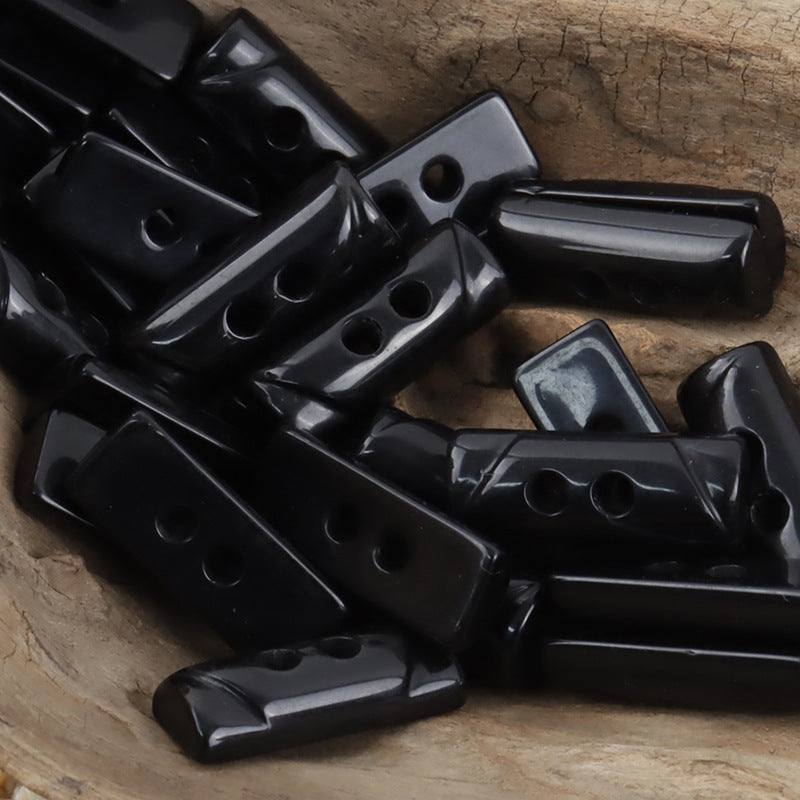 Black semi-cylindrical 2-hole toggle resin buttons