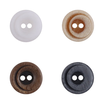 11.5mm 2-hole gradient crescent resin buttons in white, coffee, brown, and black