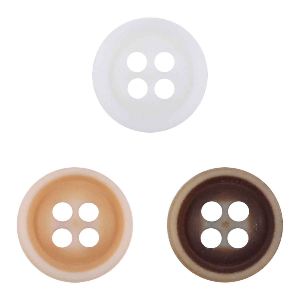 Gradient orange resin buttons, 4-hole, light orange and dark brown fronts, 11.5mm