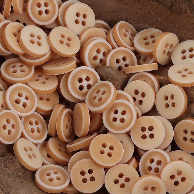 Round resin buttons in gradient orange tones, 4-hole design, 11.5mm