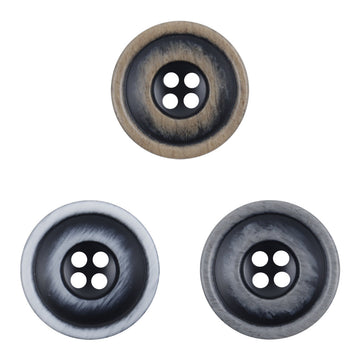 Lotsofbuttons frosted resin button, dark gray with 4 holes in round bezel