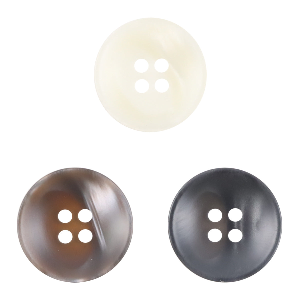 White gradient hazy round resin 4-hole button