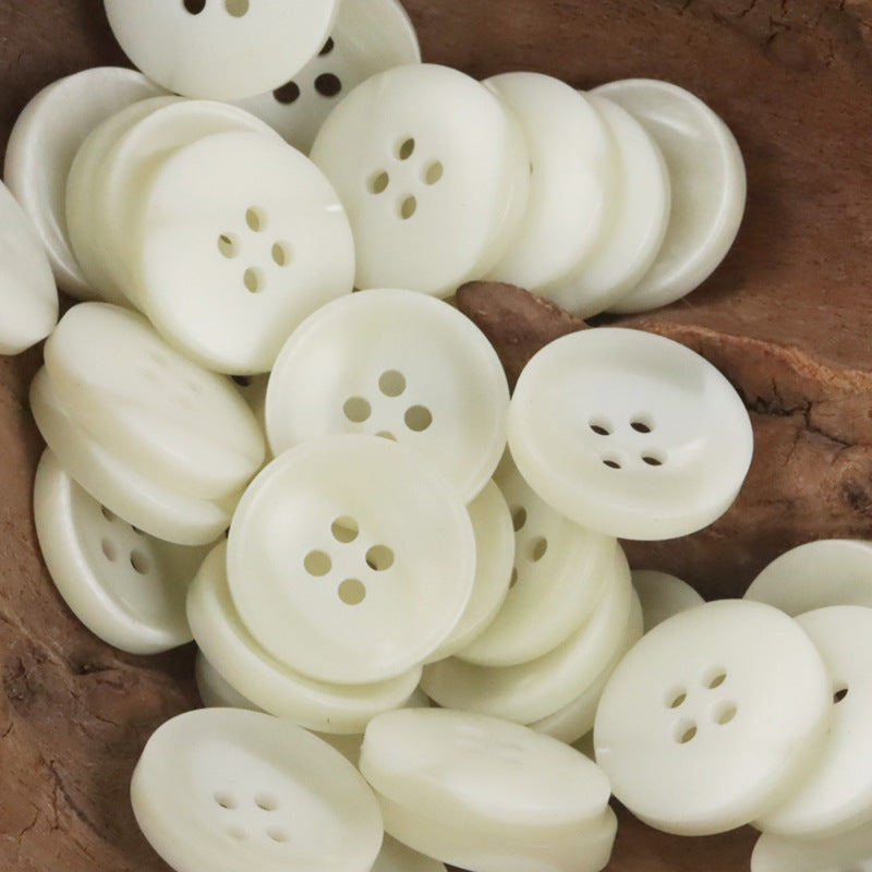 White gradient hazy round resin 4-hole buttons, bulk pack