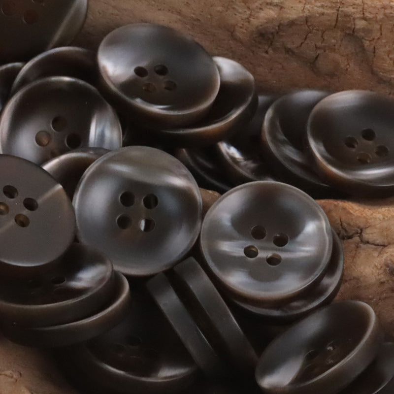 Black gradient hazy round resin 4-hole buttons, scattered pile