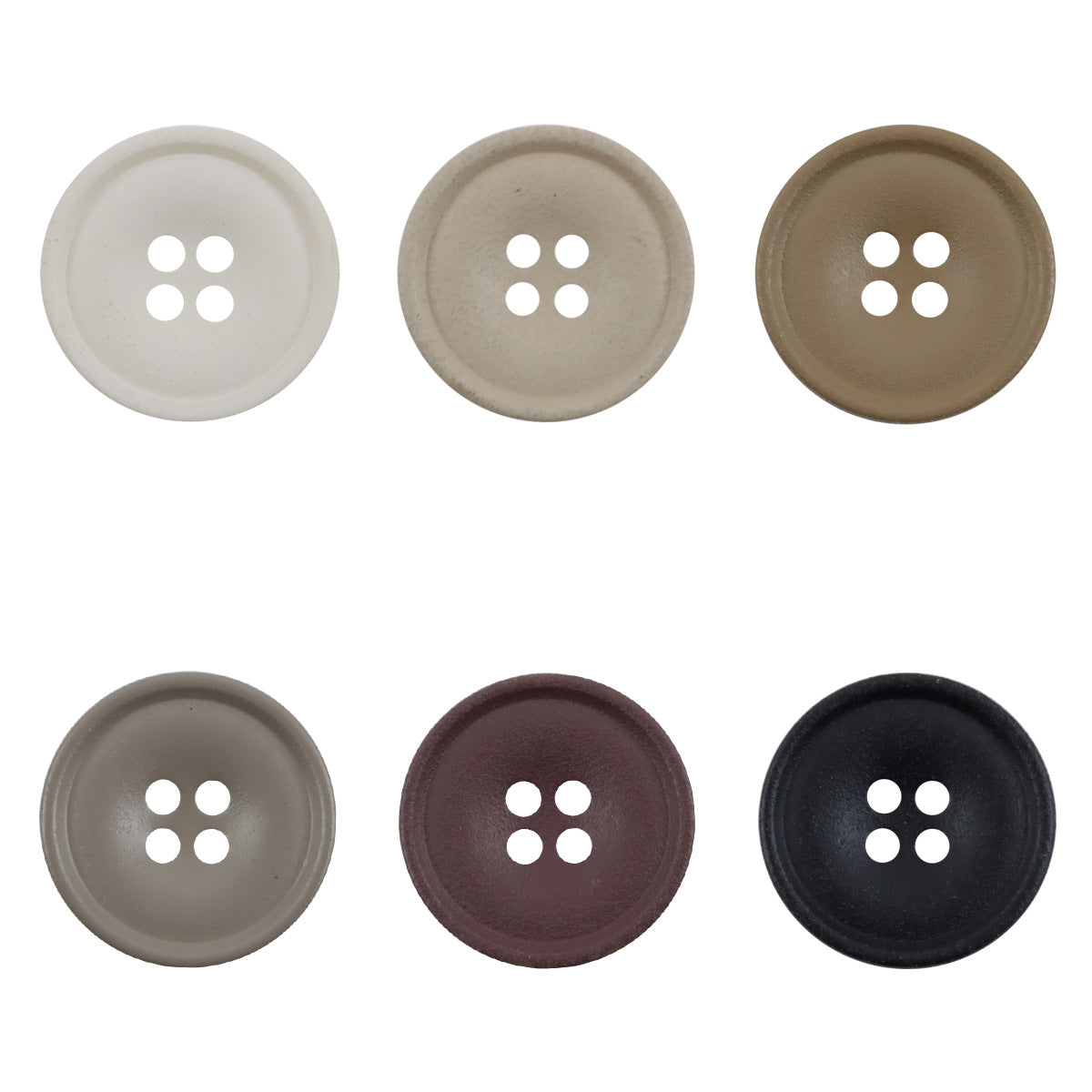 Matte resin coat buttons in mixed colors: beige, khaki, gray, wine, black