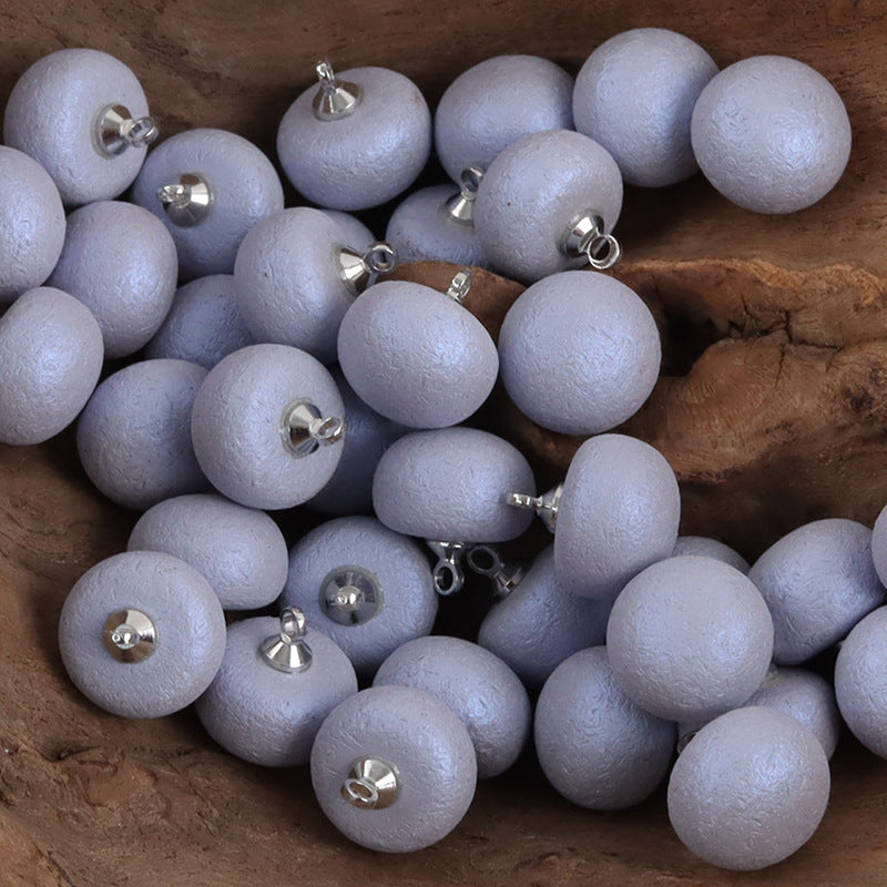 Blue purple round resin buttons with silver metal loop backs, assorted pieces
