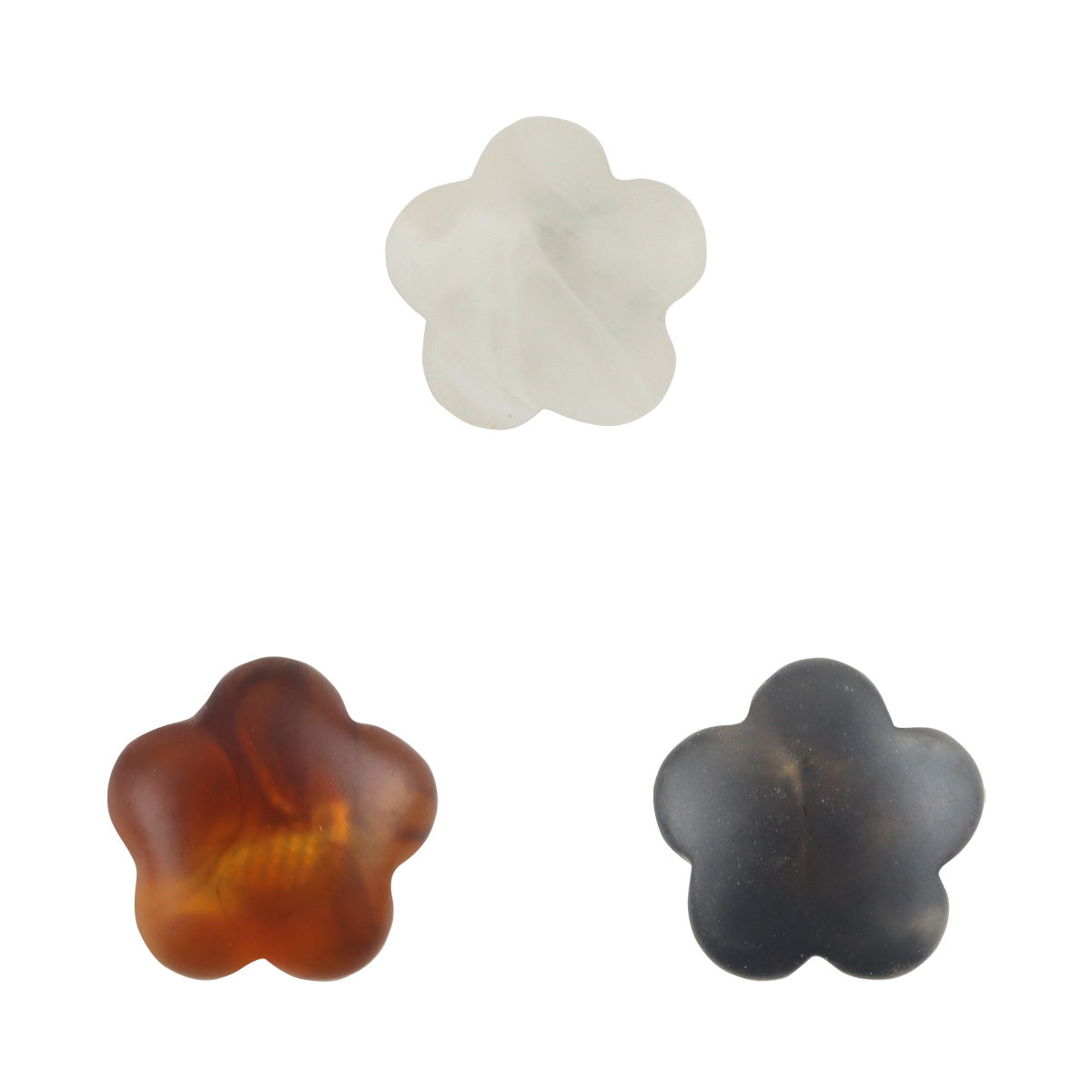 13mm Plum Blossom matte resin button set in white, coffee and black