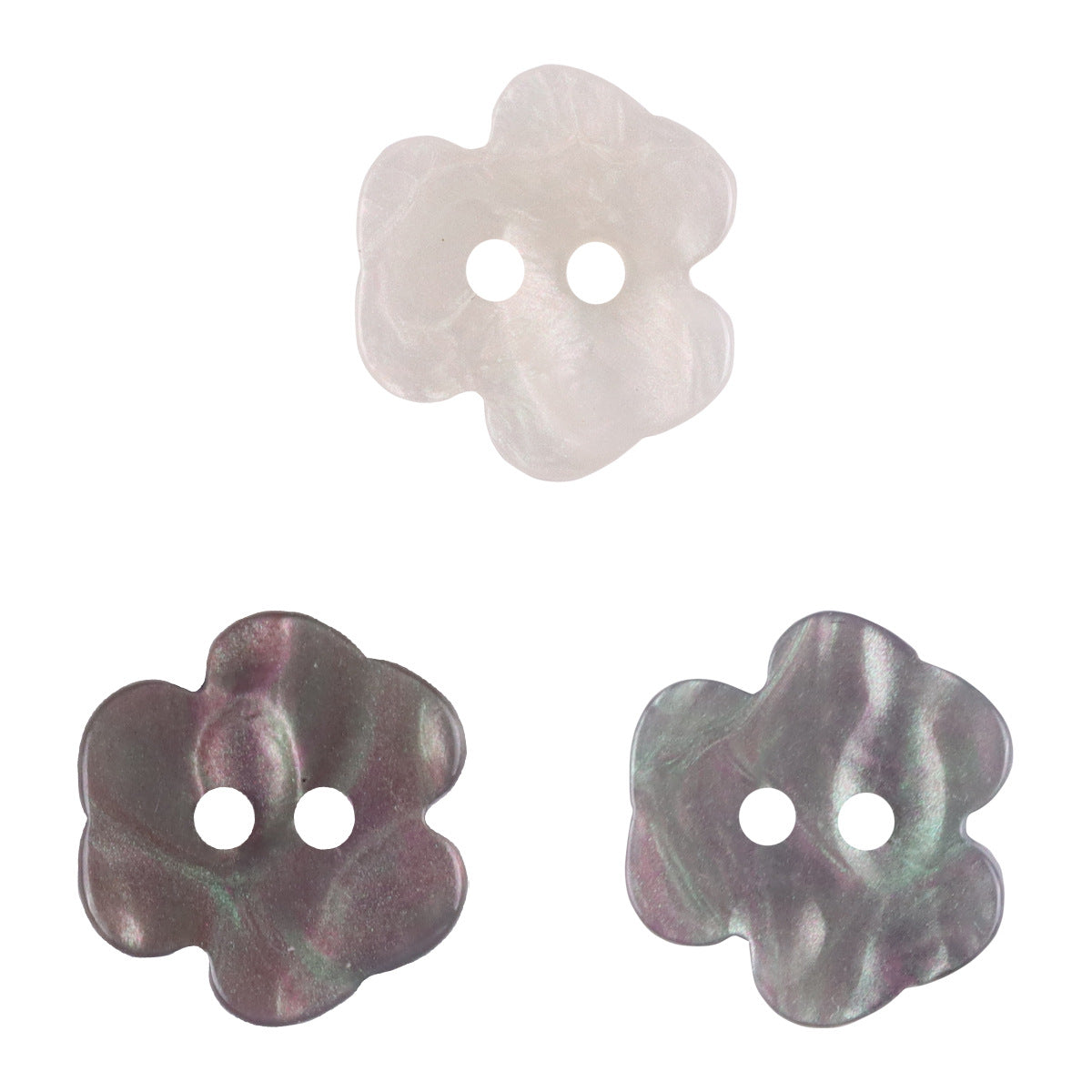 Light beige flower resin buttons, two-hole design, round flower shape