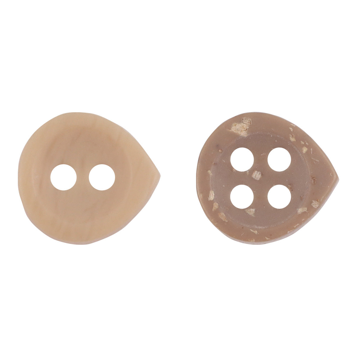 Wassertropfen-Resinbuttons in hellem Khaki, 4 Löcher, 2er-Ansicht