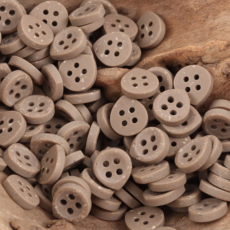 Taupe/graue Resinbuttons, rund, 4 Löcher, viele kleine Knöpfe im Set