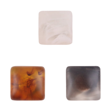 Square resin buttons with metal shanks—white, amber, and black set for DIY crafts