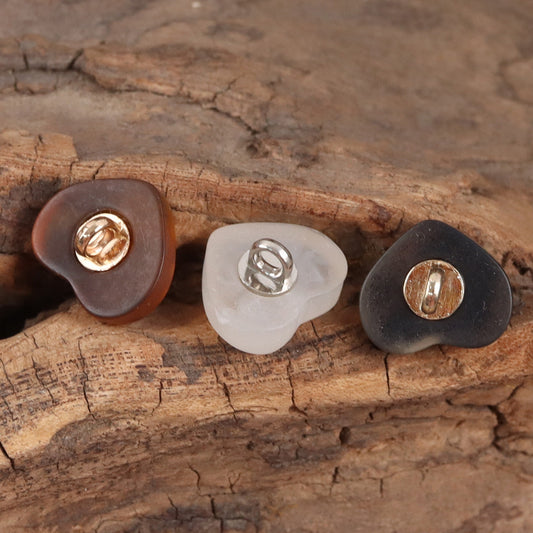 Amber-Colored Heart-Shaped Resin Buttons for Lingerie 20pcs