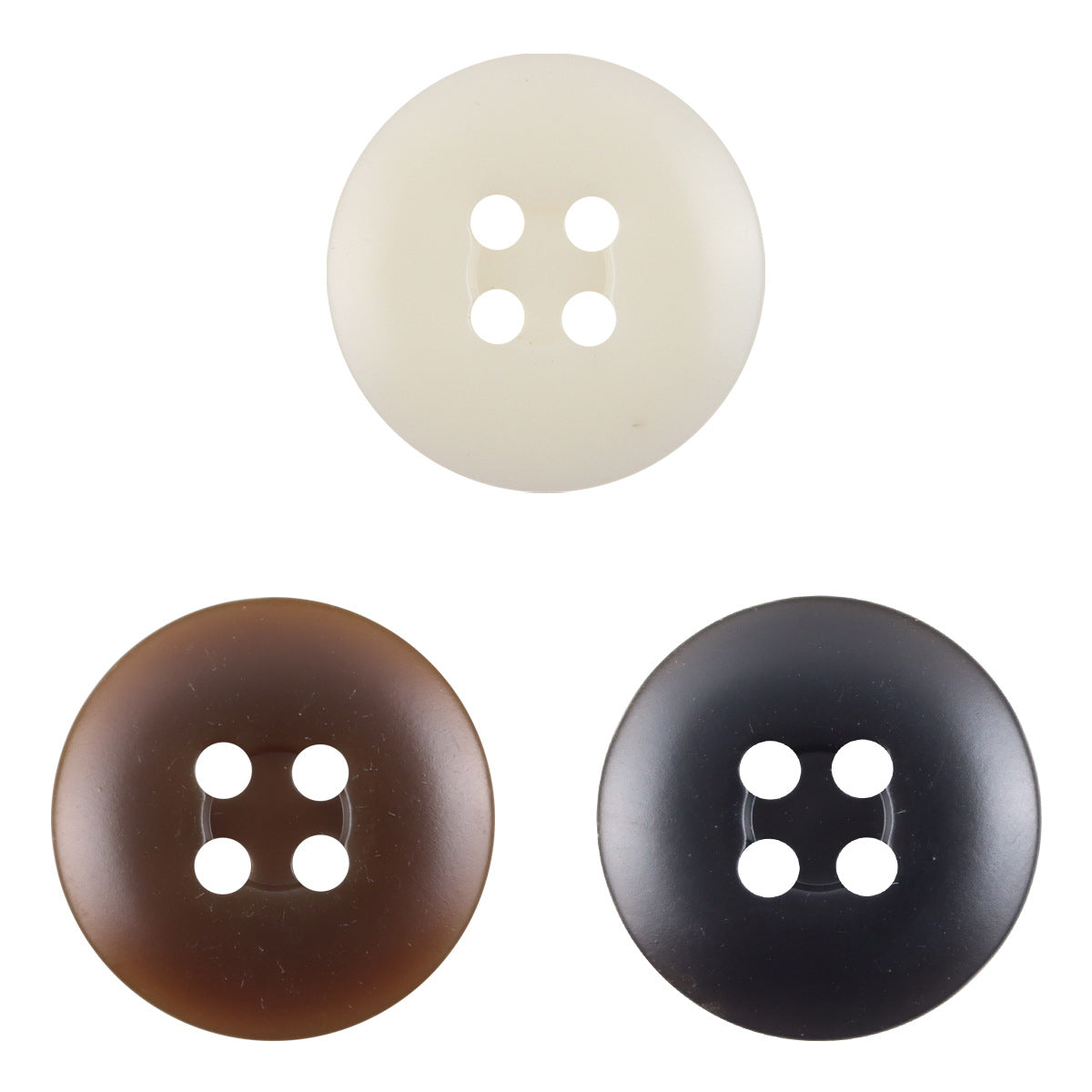 Minimalist Phoenix-Groove resin buttons, white/coffee/black, four-hole, 50 pcs