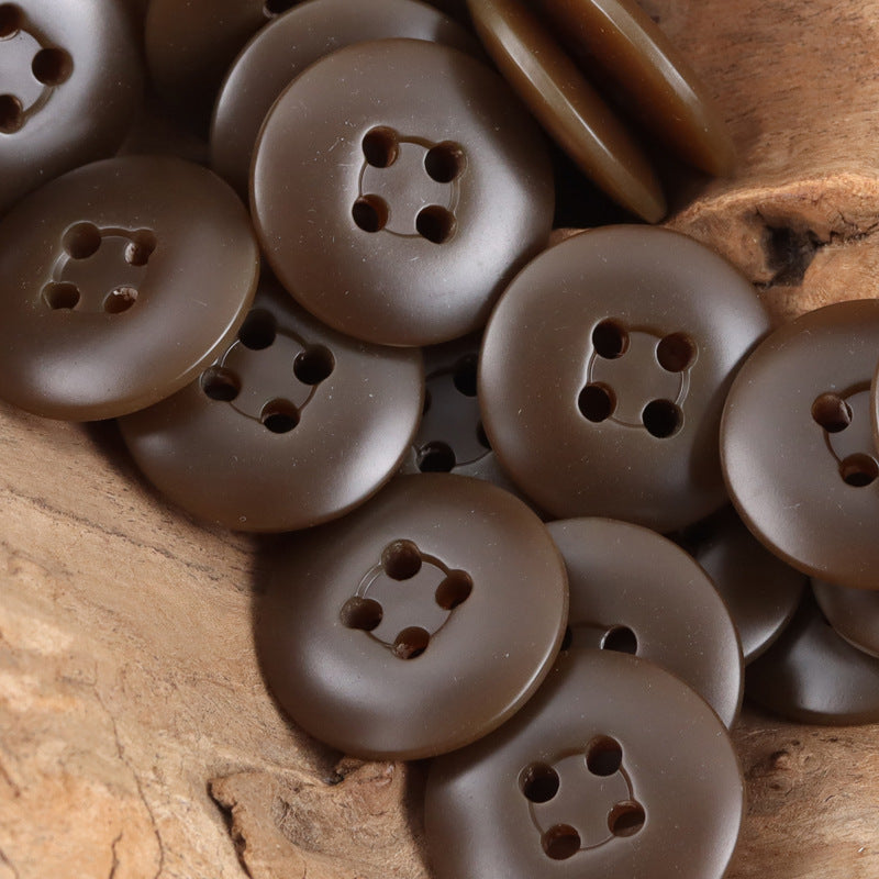 Coffee-brown Phoenix-Groove resin buttons, four-hole, 50 pcs