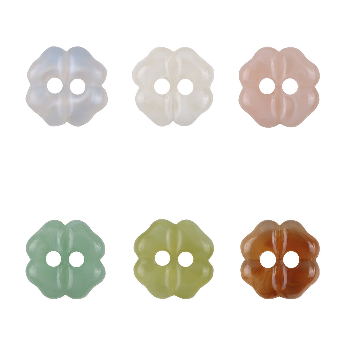 Cherry blossom resin buttons set (light pink, white, beige, green, cyan, coffee)