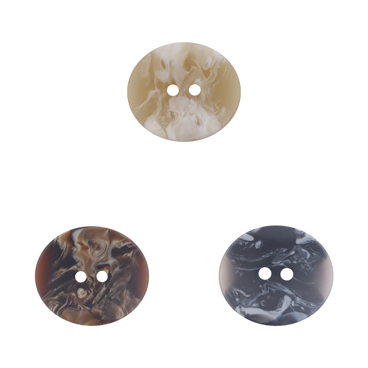 Curved oval resin buttons, imitation wood grain, cream yellow