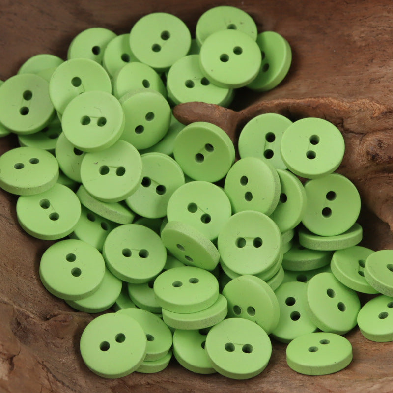 Lime green 2-hole resin buttons, round 11.5mm, craft pack.