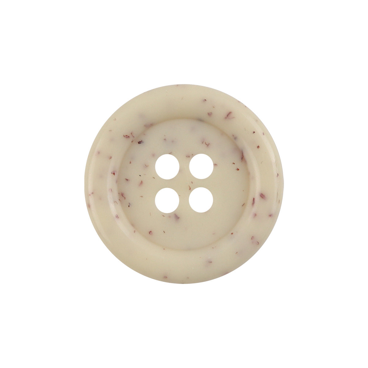 Beige Harzknöpfe, rund und dick, 4 Löcher, gepunktetes Blumenmuster