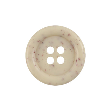 Beige Harzknöpfe, rund und dick, 4 Löcher, gepunktetes Blumenmuster