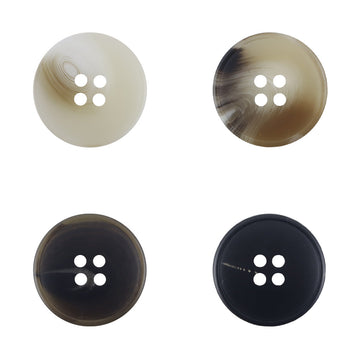 Resin buttons (20 pcs), beige to black, 4-hole fronts set of different colors
