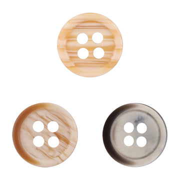 Wood-grain resin button, 4-hole, honey-yellow, orange, dark coffee (set)