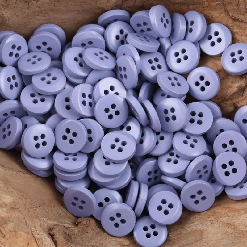Resin buttons, semi-beveled, lavender, 4-hole—children’s dress sweater, 100 pack