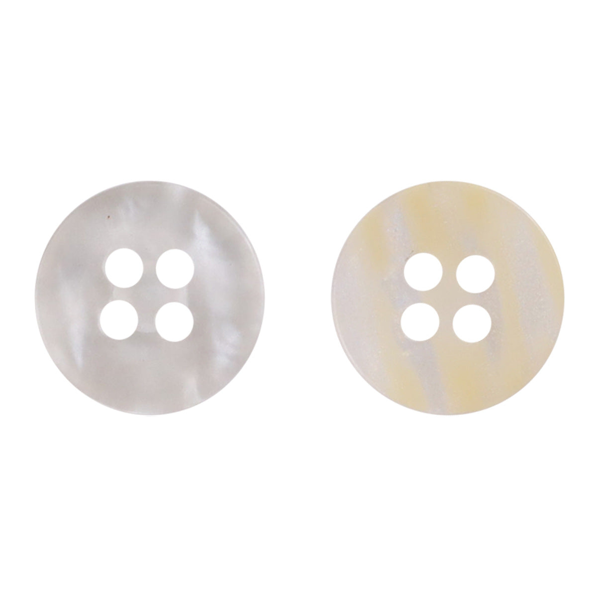 11.5mm botones de resina transparente, 4 agujeros, color blanco y amarillo