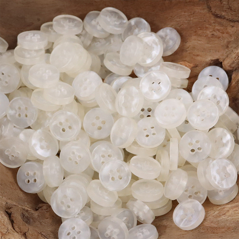Lote de botones de resina transparente blancos, 11,5mm, 4 agujeros