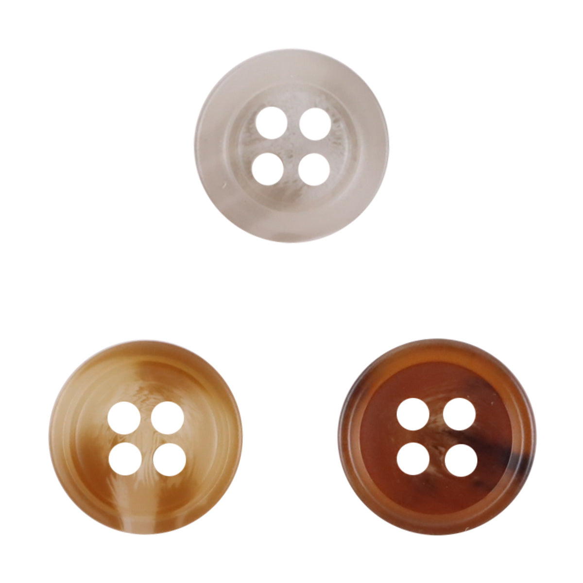 11.5mm runde Kunstharz-Knöpfe mit vier Löchern, Khaki (mit hellgrau & Kaffee)