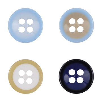Sky blue resin bowl buttons, 4-hole design, 11.5mm, flat front