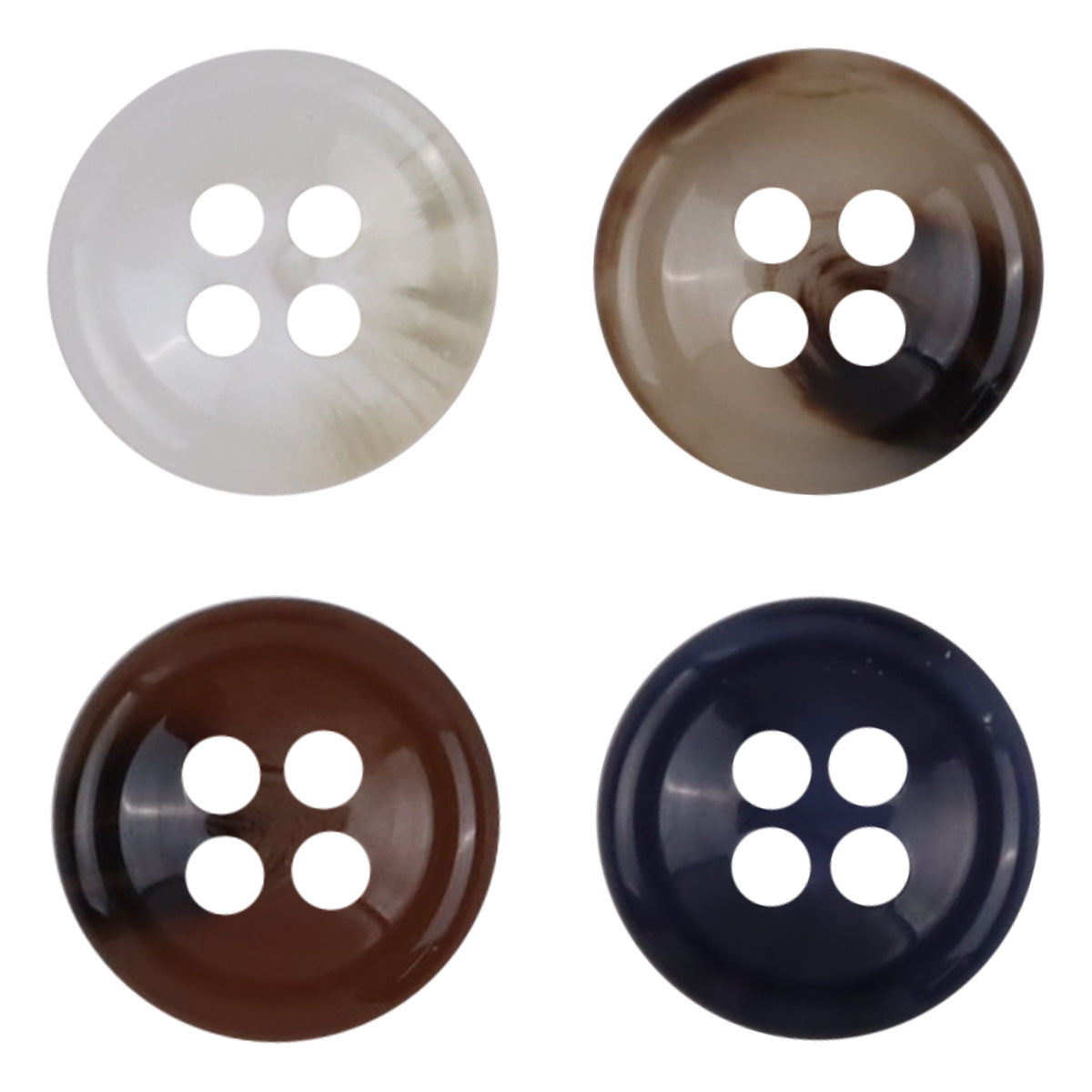 Round four-hole resin shirt buttons, White, Khaki, Coffee, Deep Blue